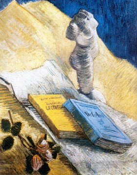  Statue Painting - Still Life with Plaster Statuette a Rose and Two Novels Vincent van Gogh
